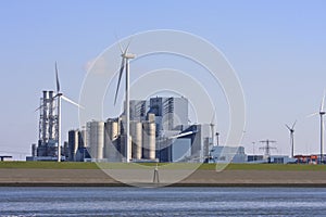 Industrial area and windmills, Groningen, Netherlands photo