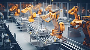 Industrial assembly line with automated robots