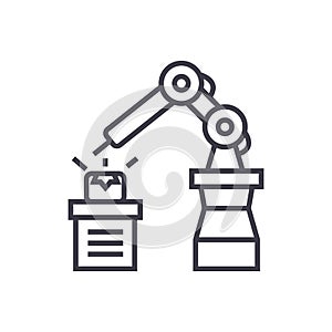 Industrial automation vector line icon, sign, illustration on background, editable strokes