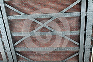 Industrial background with bricks, girders