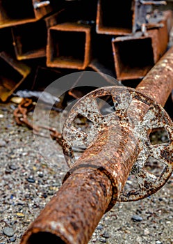 Old rusty tools lying rusty metal