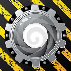 Industrial background with cog and shutter