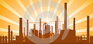 Industrial background, factory landscape illustration.