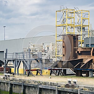 Industrial background featuring details of sea container terminal