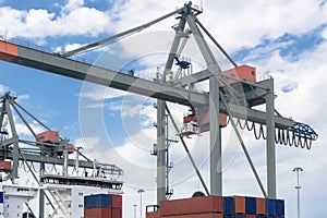 Industrial background featuring details of sea container terminal