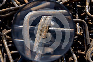 Industrial background through a magnifying glass.