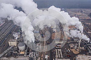 Industrial background. Plant pollutes environment