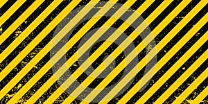 Industrial background warning frame grunge yellow black diagonal stripes, vector grunge texture warn caution