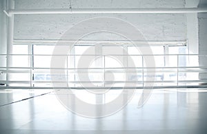 Industrial background with windows and white floor