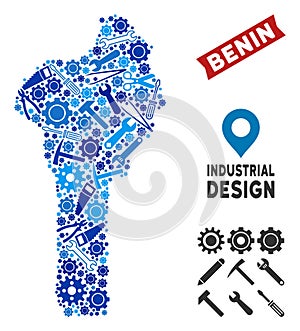 Industrial Benin Map Mosaic