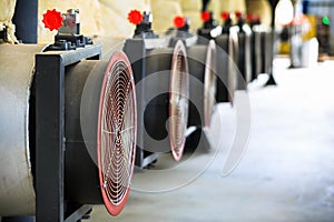 Industrial blower fan for ventilation air and cooling temperature