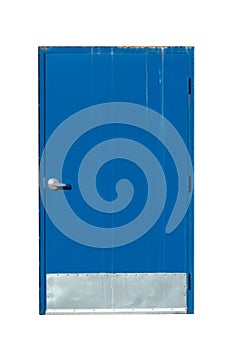 Industrial Blue Door on a White Background
