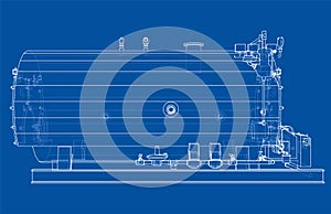 Industrial boiler outline. Vector rendering of 3d