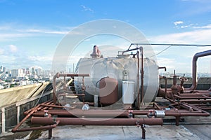 Industrial boiler tank and large pipe vintage