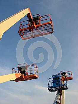 Industrial Boom Lifts in the Air