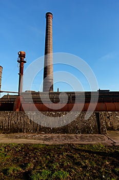 Industrial chimney brick factory Landschaftspark, Duisburg, Germany photo