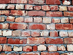 Industrial bricklayer installing bricks on construction site.