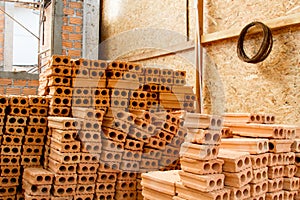 Industrial bricks at construction site