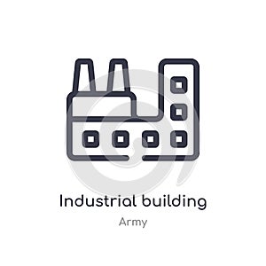 industrial building with contaminants outline icon. isolated line vector illustration from army collection. editable thin stroke