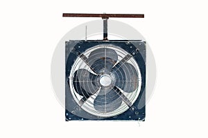 Industrial building exhaust fan old isolated on white background.