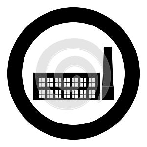 Industrial building factory icon black color in circle or round
