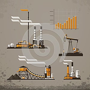 Industrial building factory and power plants icon