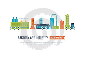 Industrial building factory and power plants icon