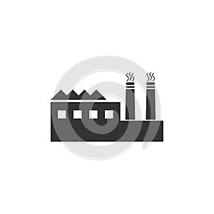 Industrial building factory and power plants icon flat