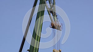 Industrial building at the Gdansk Shipyard, prefabrication workshop and heavy cranes large Polish shipyard. Cranes at