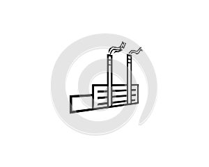 Industrial building icon factory iconic symbol on white background. Vector singular design.