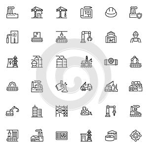 Industrial and Building line icons set