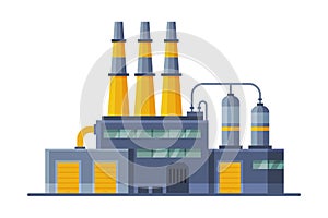 Industrial Building, Waste Processing Plant, Recycling of Garbage for further Disposal. Flat Style Vector Illustration