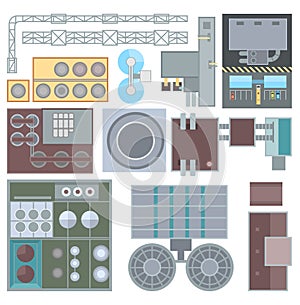 Industrial buildings elements - set of modern vector objects