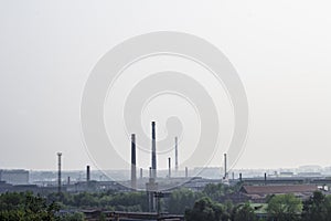 Industrial buildings and factory pipes