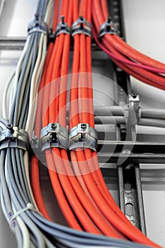 Industrial cables on the wall