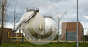 Industrial chemical deposits in an industrial area photo