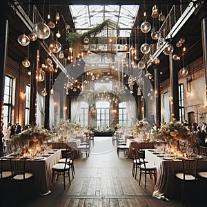 Industrial chic wedding Held in a converted warehouse or indu photo