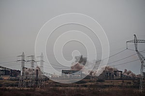 Industrial chimney demolition