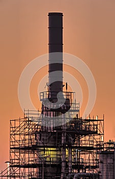 Industrial chimney, early morning