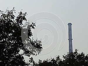 An industrial chimney focused having a beautiful look