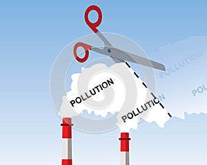 Industrial chimney smoke, cutting pollution concept