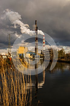 Industrial chimneys.