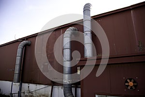 Industrial chimneys in a factory