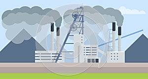 Industrial chimneys with heavy smoke causing air pollution. Environment Polluted by CO2 Emission. Climate hange roblem