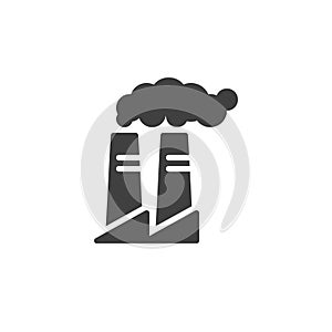 Industrial chimneys with smoke vector icon