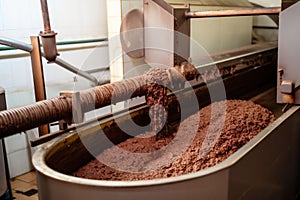 industrial chocolate dessert candy factory industry food sweet manufacturing production. Generative AI.