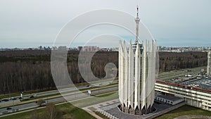 An industrial city. The Tower of Sauron. Drone Photo