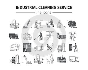 Industrial Cleaning Service. Worker. Vacuum Scrubber. Sweeper Machines.