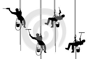 Industrial climber, alpinism. Silhouette. Logo, sign. Vector isolated photo