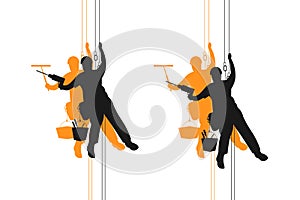 Industrial climber, alpinism. Silhouette. Logo, sign. Vector isolated